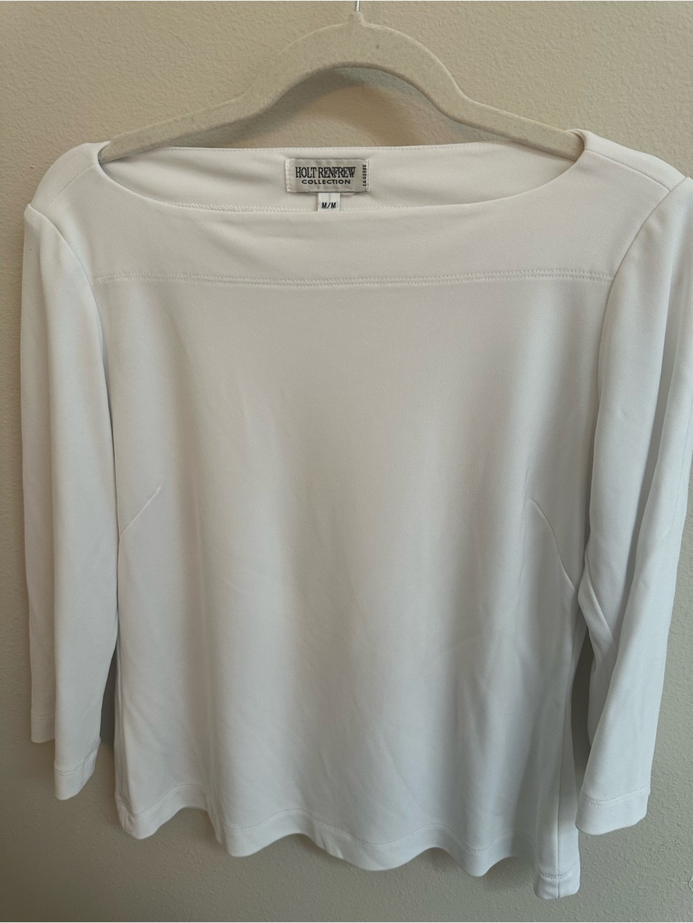 Holt Renfrew White Boatneck Long Sleeve Knit Top Size M